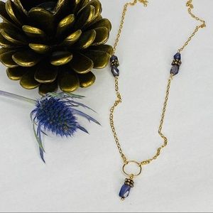 Hand made blue iolite and vermeil bead necklace